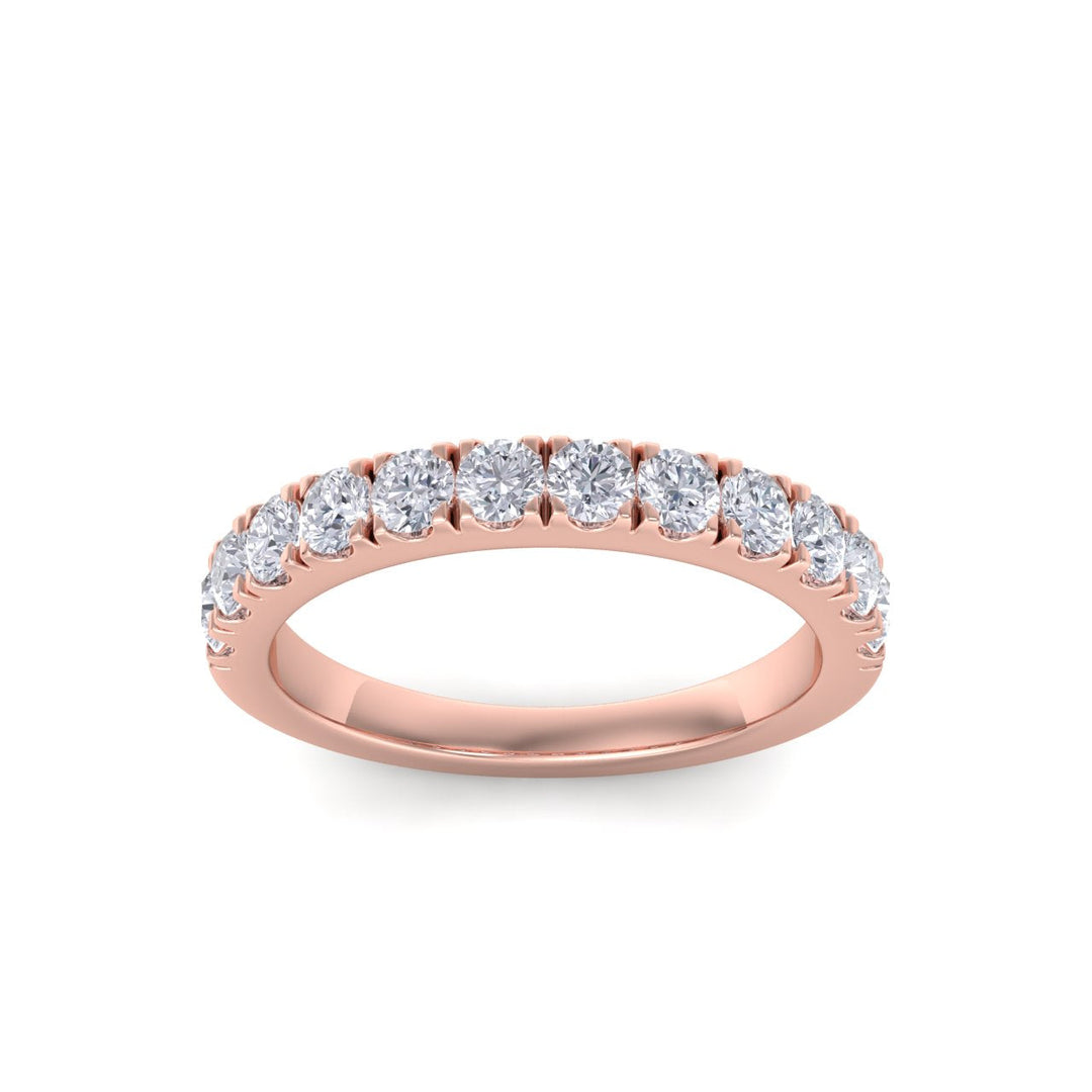 Classic Wedding band in rose gold with white diamonds of 0.96 ct in weight