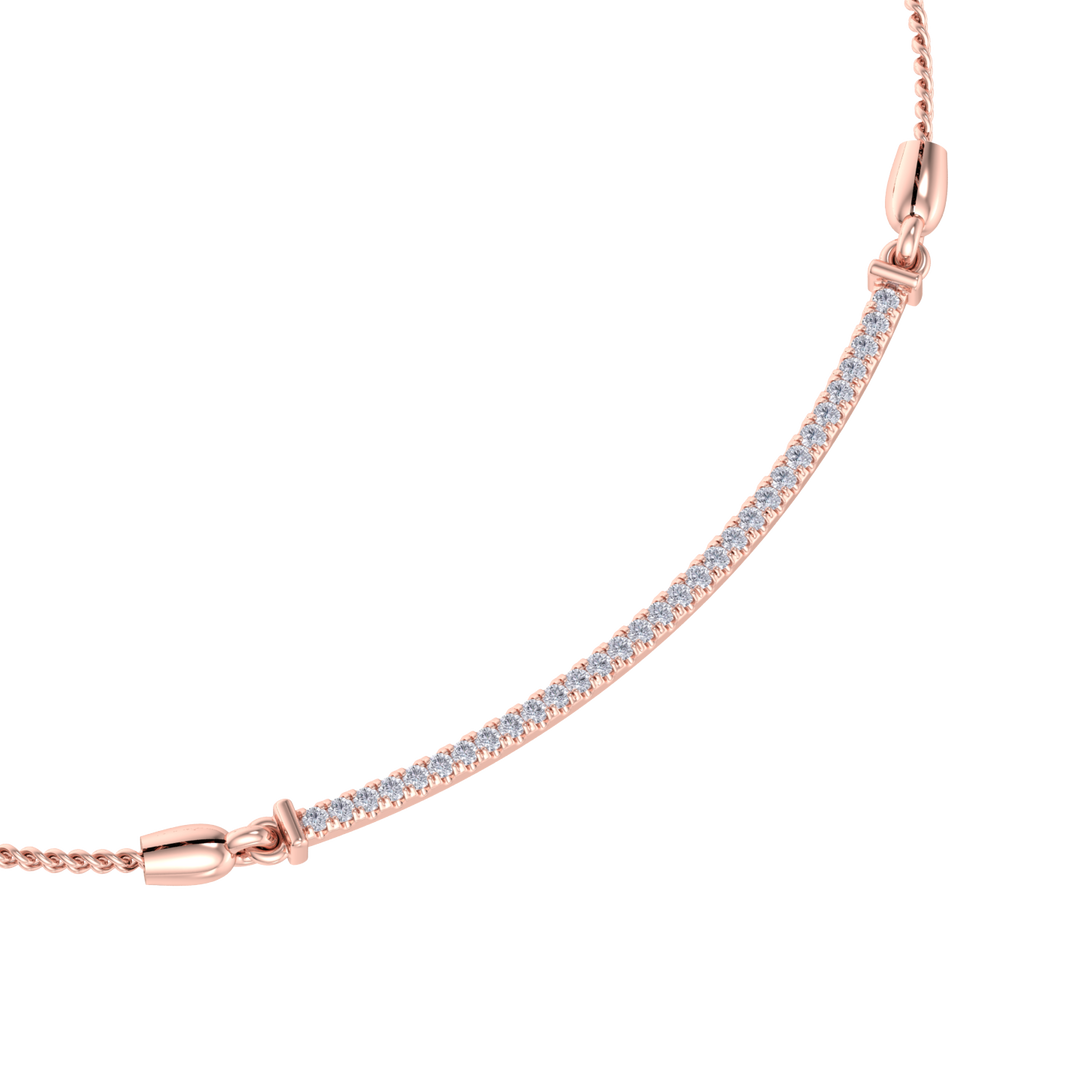 Bar necklace in rose gold with white diamonds of 0.31 in weight