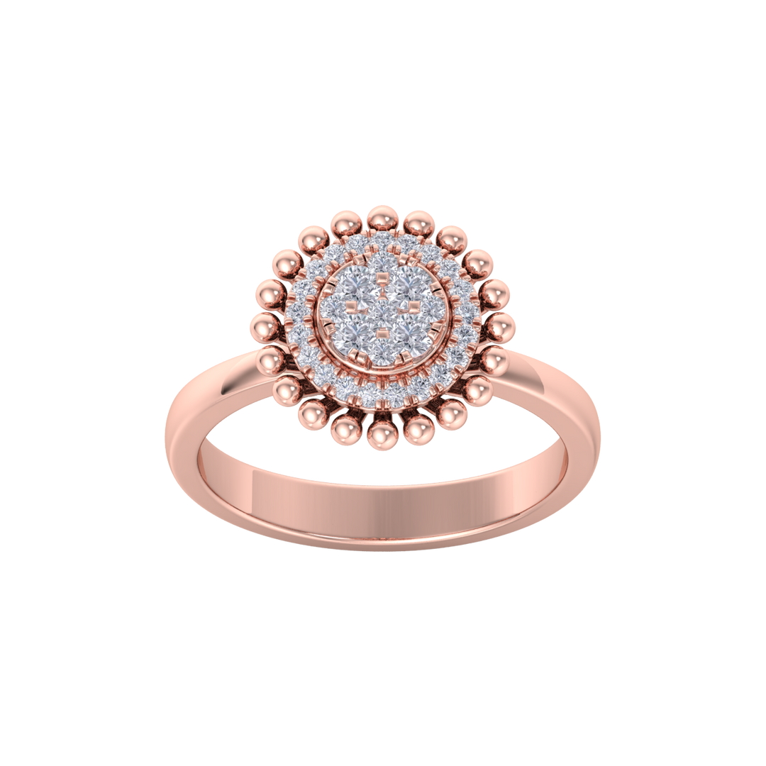 Halo Diamond ring in yellow gold with white diamonds of 0.34 ct in weight