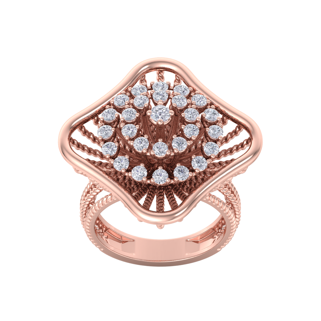 Statement ring in rose gold with white diamonds of 0.98 ct in weight