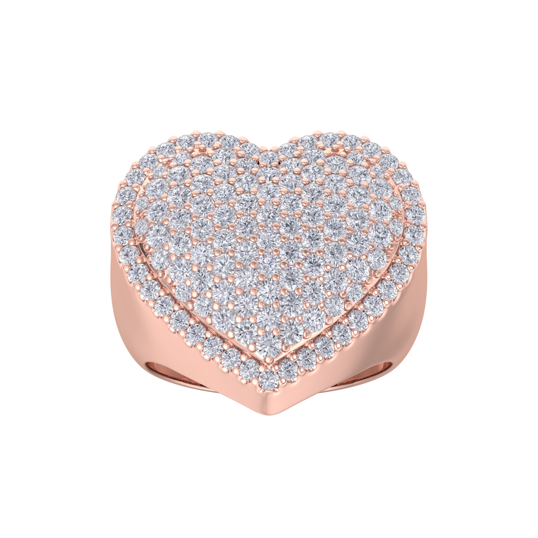 Heart diamond ring in yellow gold with white diamonds of 1.50 ct in weight