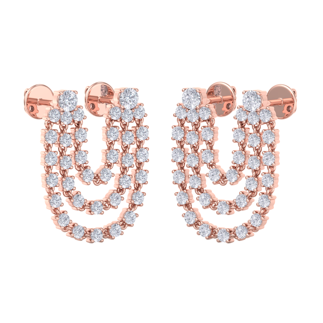 Duo diamond earrings in white gold with white diamonds of 2.44 ct in weight