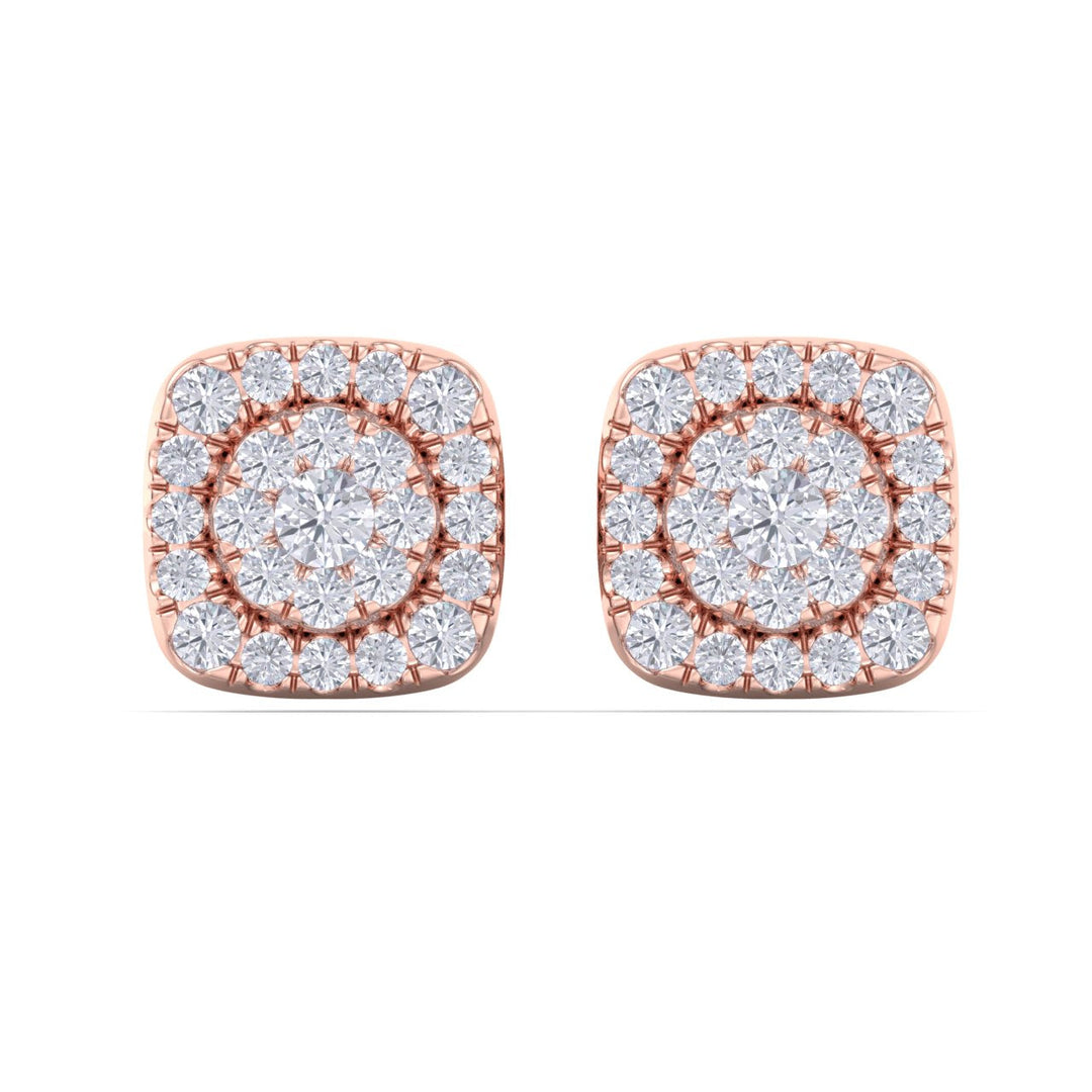 Elegant stud earrings in yellow gold with white diamonds of 0.51 ct in weight