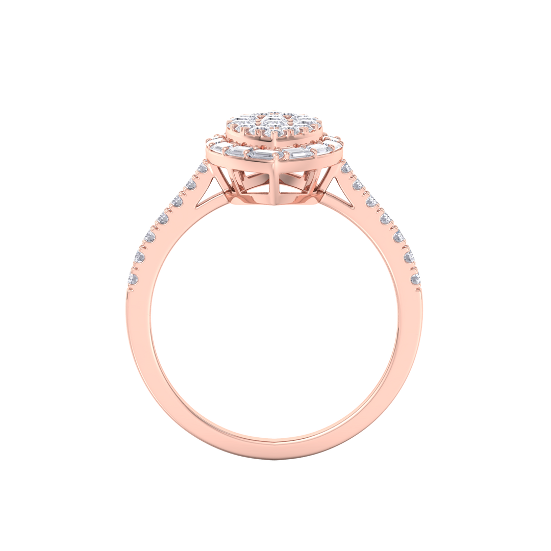 Marquise cluster ring in rose gold with white diamonds of 1.03 ct in weight