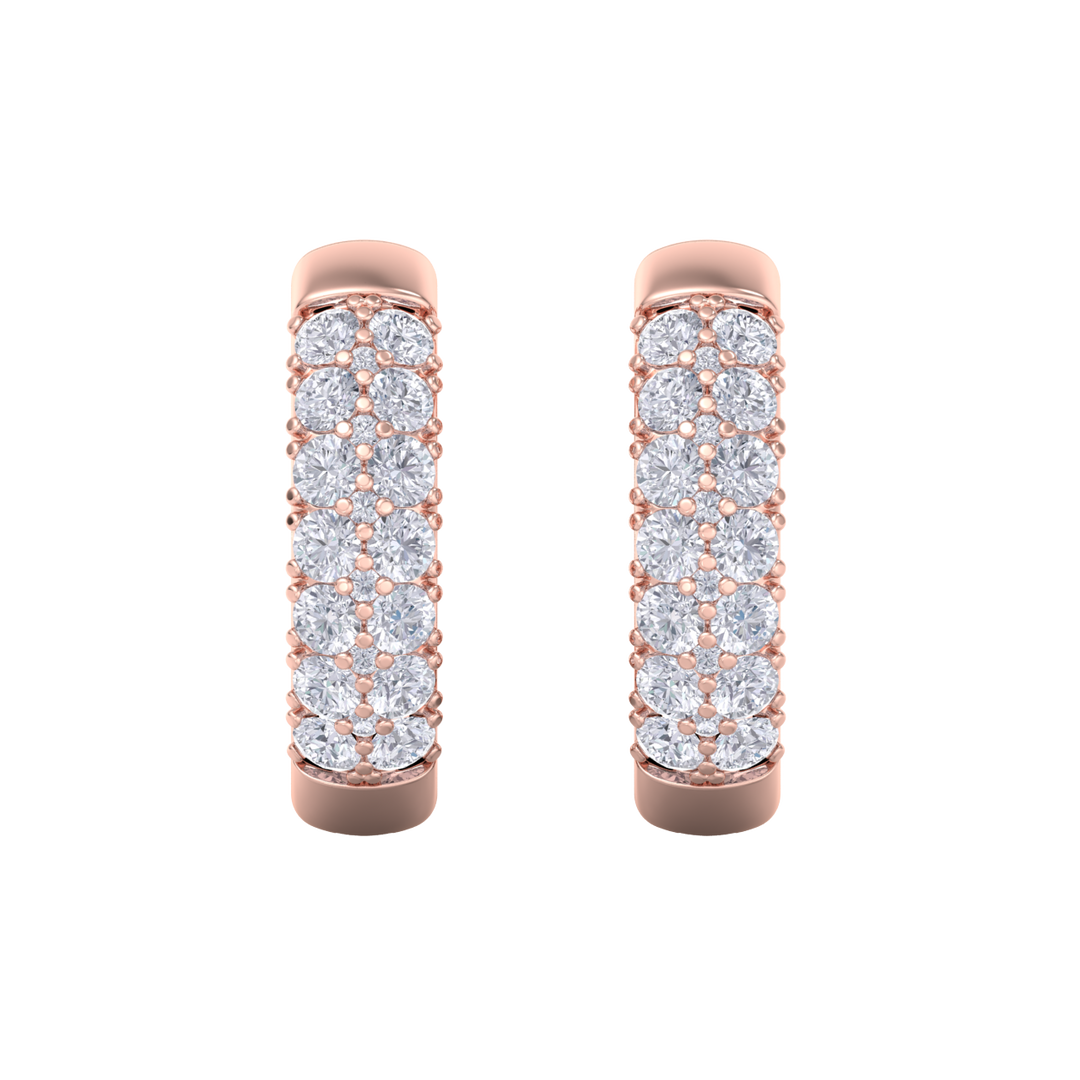 Diamond huggies earrings in rose gold with white diamonds of 0.99 ct in weight