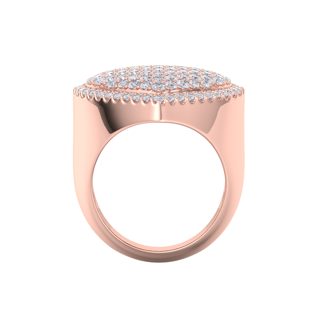 Heart diamond ring in yellow gold with white diamonds of 1.50 ct in weight