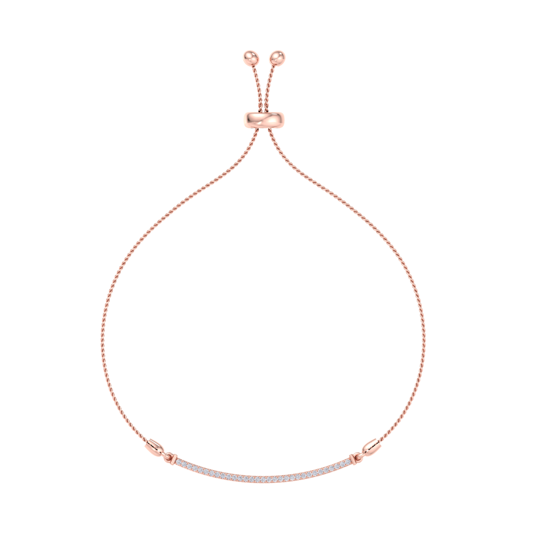Bar necklace in rose gold with white diamonds of 0.31 in weight