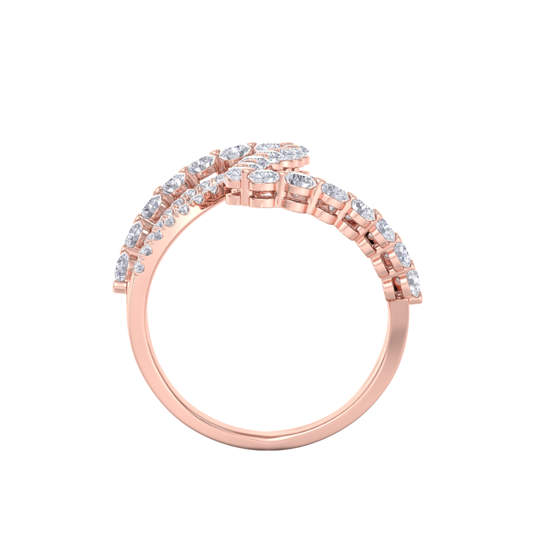 Intertwined ring in yellow gold with white diamonds of 1.20 ct in weight