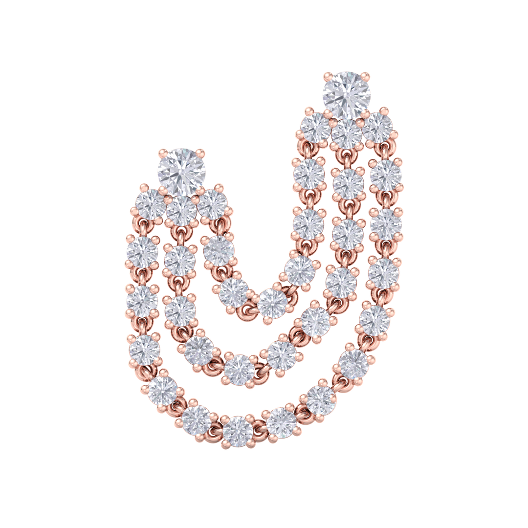 Duo diamond earrings in white gold with white diamonds of 2.44 ct in weight