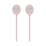 Load image into Gallery viewer, Dangle hoop earrings in rose gold with white diamonds of 1.75 ct in weight
