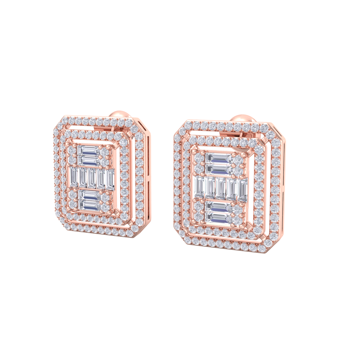Beautiful Stud Earrings in white gold with white diamonds of 1.88 in weight