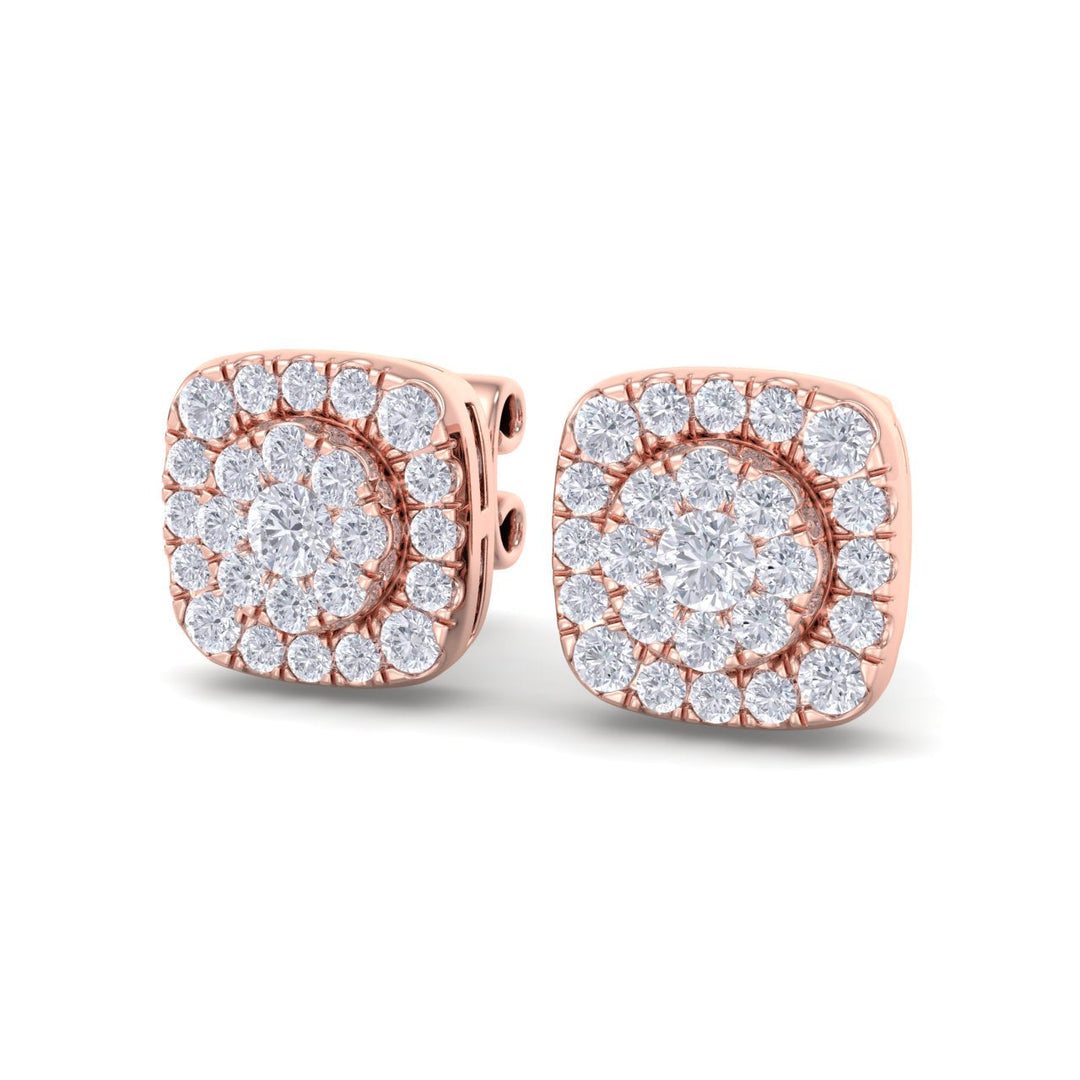 Elegant stud earrings in rose gold with white diamonds of 0.51 ct in weight