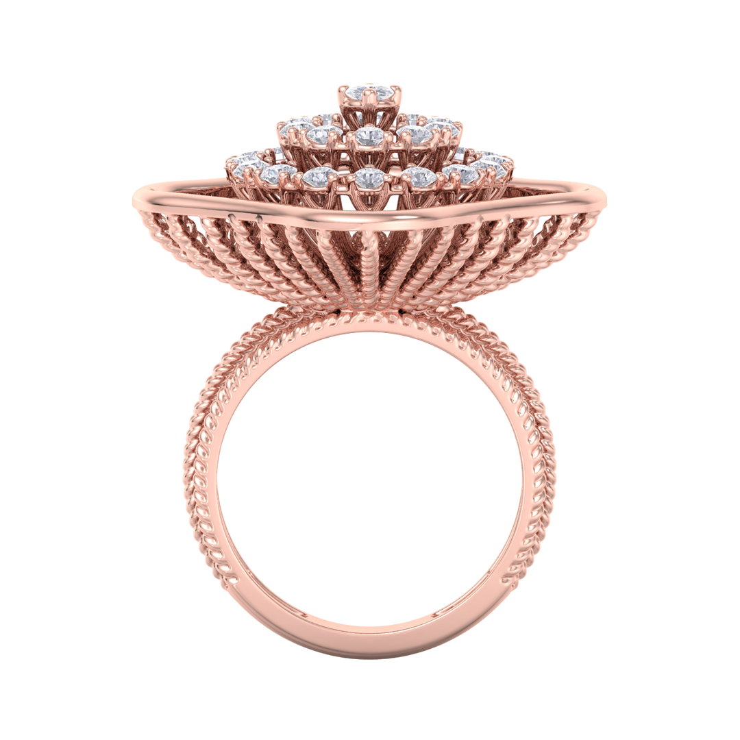 Statement ring in rose gold with white diamonds of 0.98 ct in weight