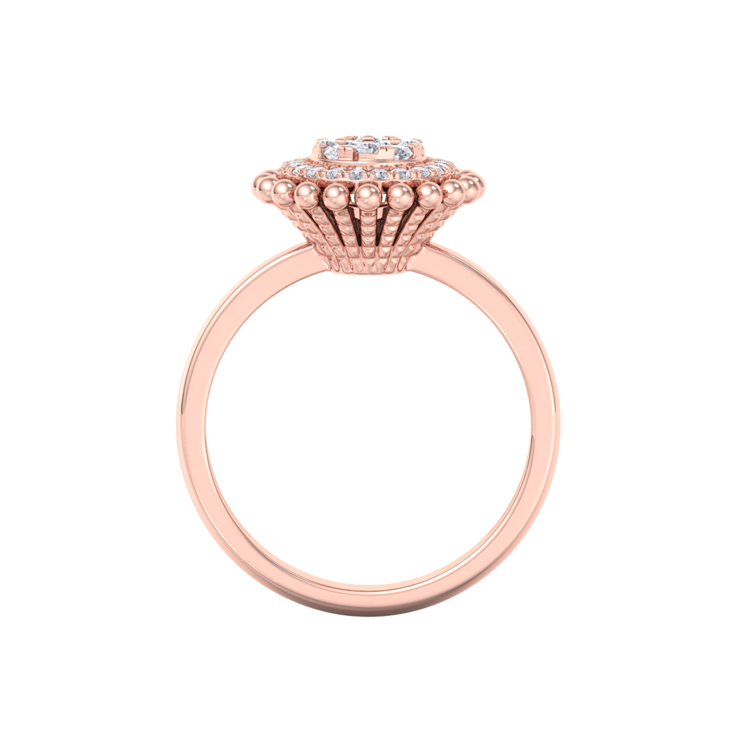 Halo Diamond ring in yellow gold with white diamonds of 0.34 ct in weight