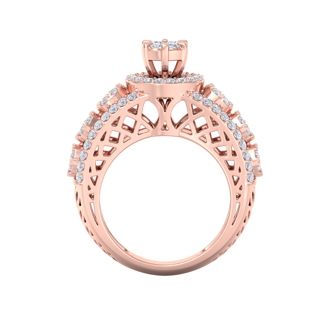 Beautiful ring in rose gold with white diamonds of 1.28 ct in weight