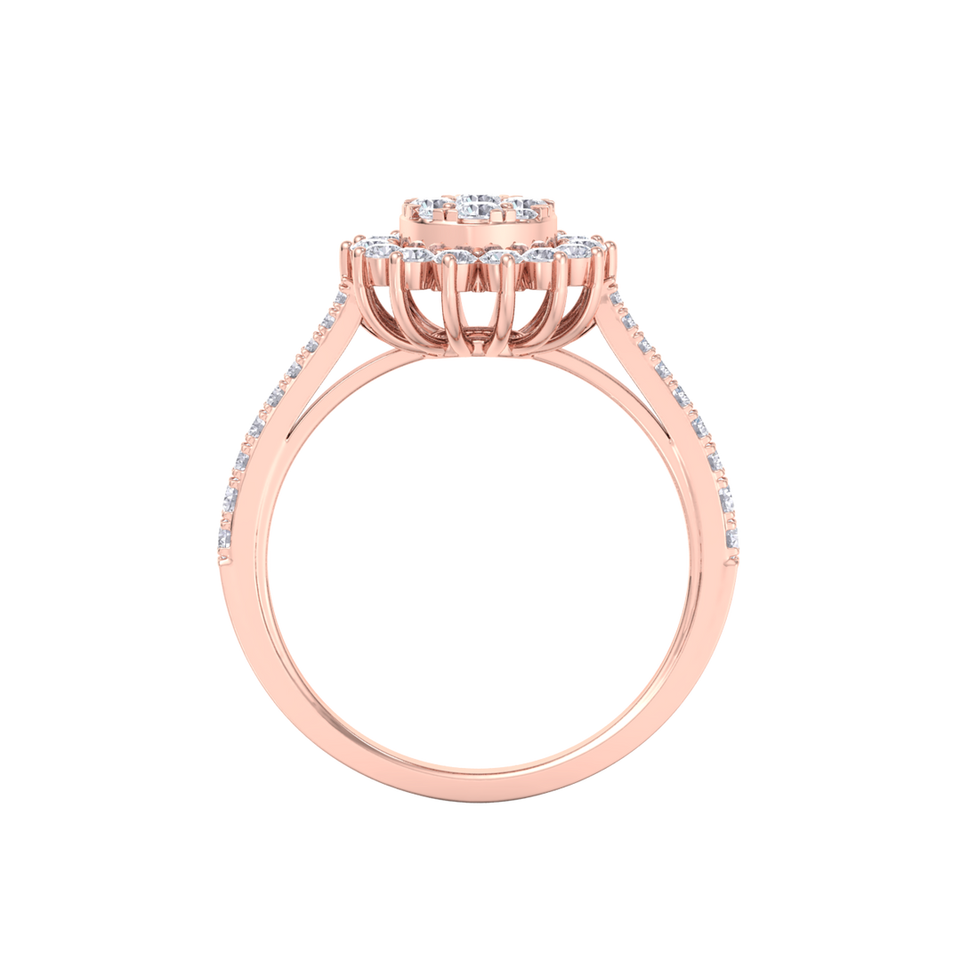 Beautiful ring in rose gold with white diamonds of 0.74 ct in weight