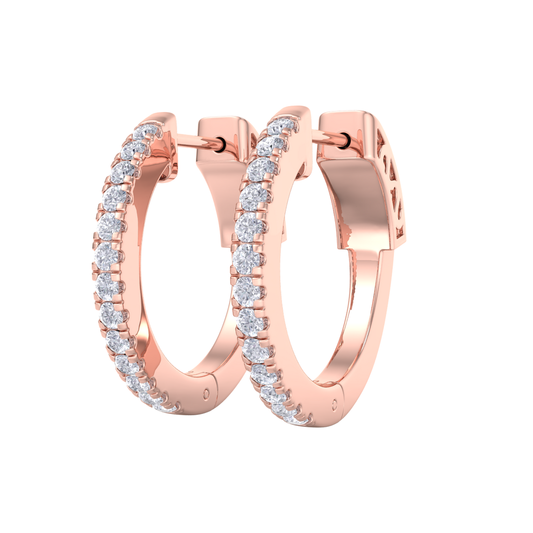 Petite diamond hoop earrings in yellow gold with white diamonds of 0.34 ct in weight
