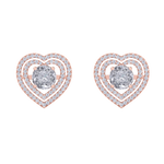 Load image into Gallery viewer, Heart earrings in rose gold with illusion white diamonds of 0.94 ct in weight
