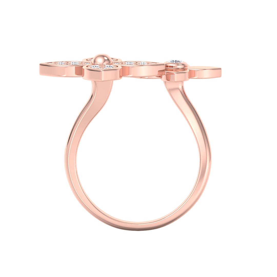 Ring with flowers in white gold with white diamonds of 0.56 ct in weight