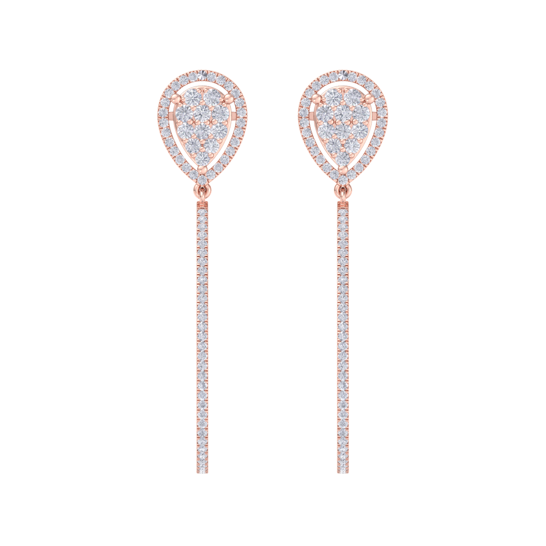 Dangle hoop earrings in white gold with white diamonds of 1.11 ct in weight