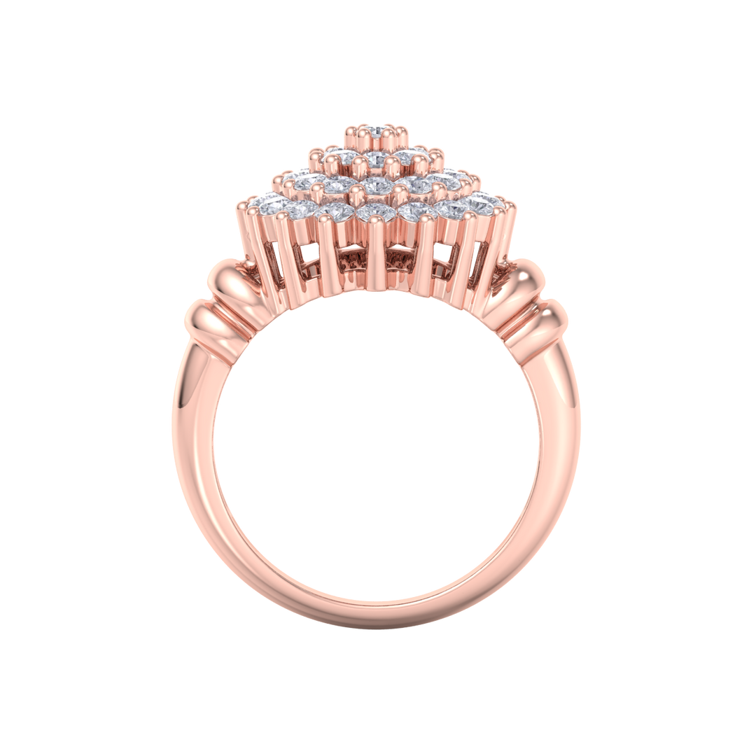 Beautiful ring in rose gold with white diamonds of 1.05 ct in weight
