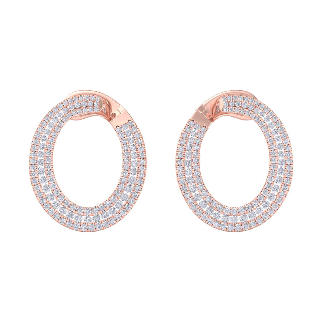 Hoop earrings in rose gold with white diamonds of 2.78 ct in weight