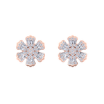 Load image into Gallery viewer, Flower stud earrings in rose gold with white diamonds of 0.78 ct in weight
