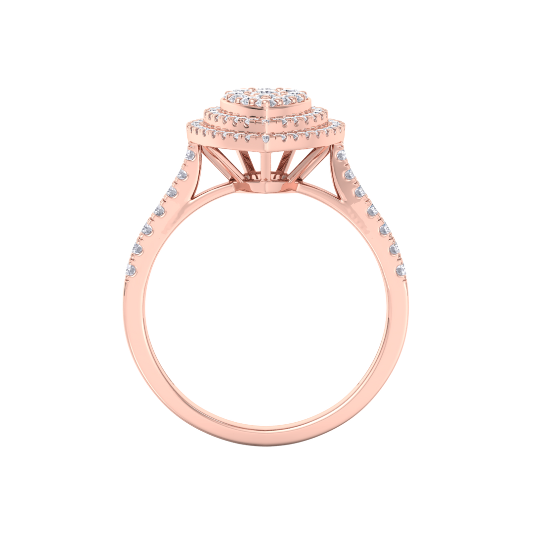 Pear cluster engagement ring in white gold with white diamonds of 0.63 ct in weight