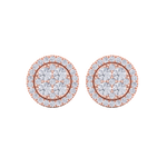 Load image into Gallery viewer, Round cluster stud earrings in rose gold with white diamonds of 0.98 ct in weight
