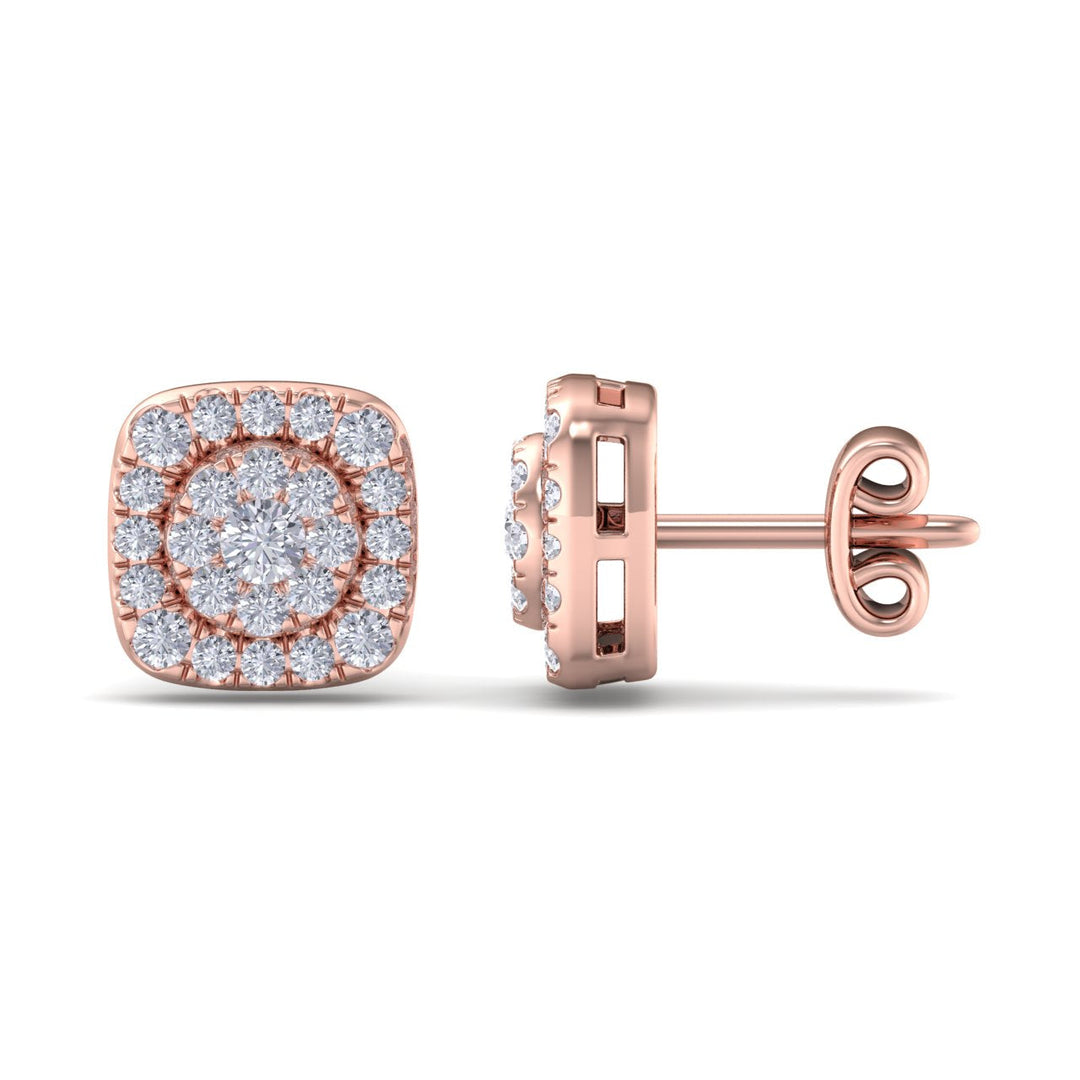 Elegant stud earrings in yellow gold with white diamonds of 0.51 ct in weight