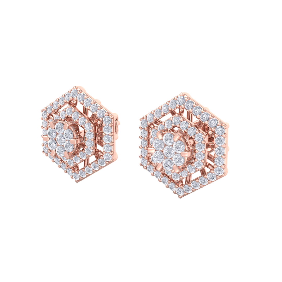 Stud earrings in white gold with white diamonds of 1.45 ct in weight