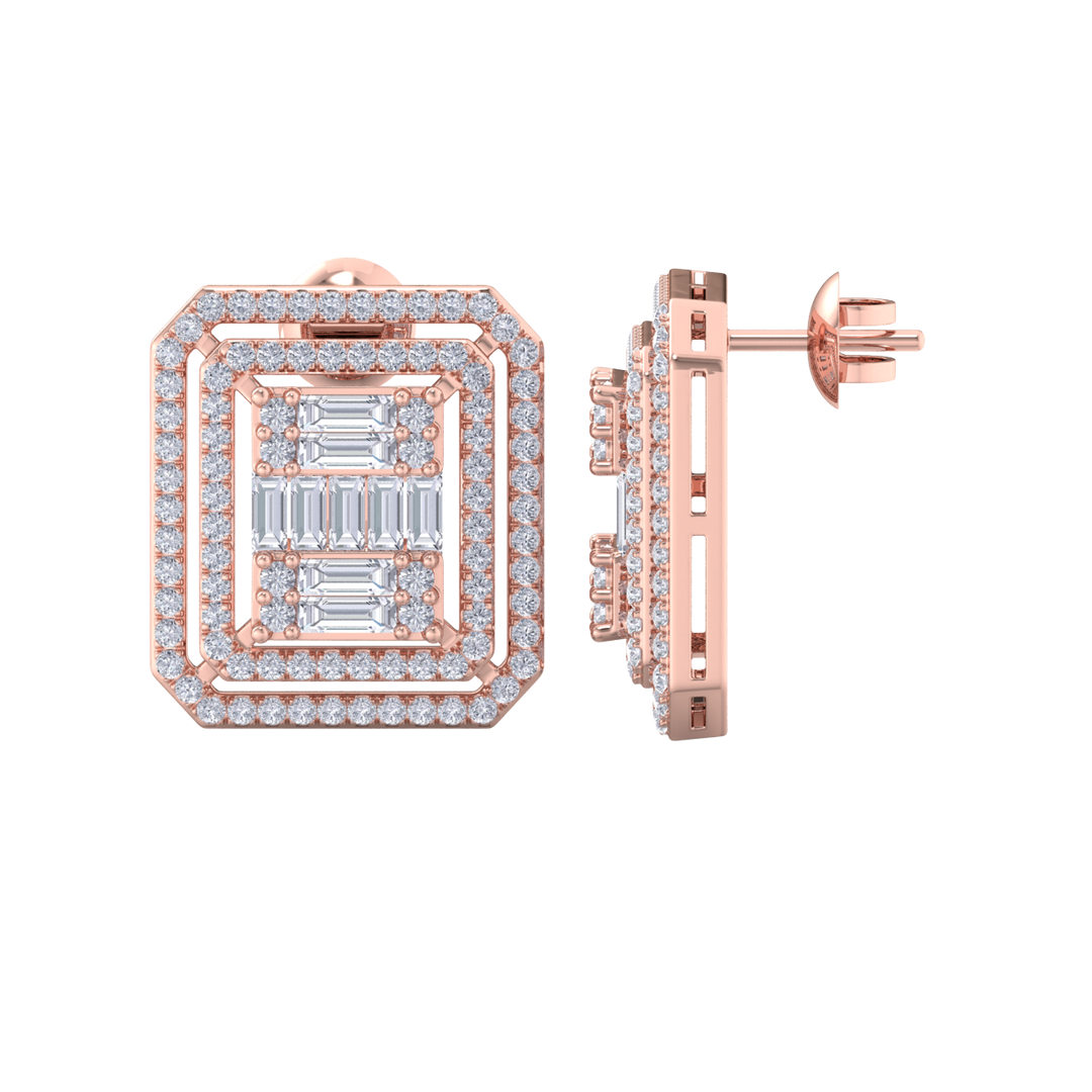 Beautiful Stud Earrings in white gold with white diamonds of 1.88 in weight