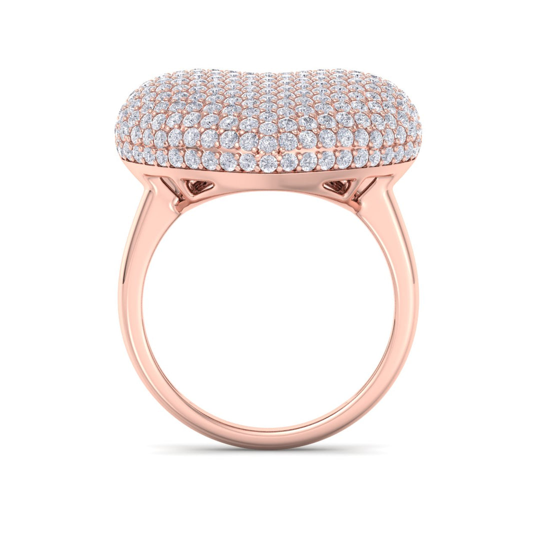 Beautiful Happy Heart Diamond ring in rose gold with white diamonds of 2.45 ct in weight