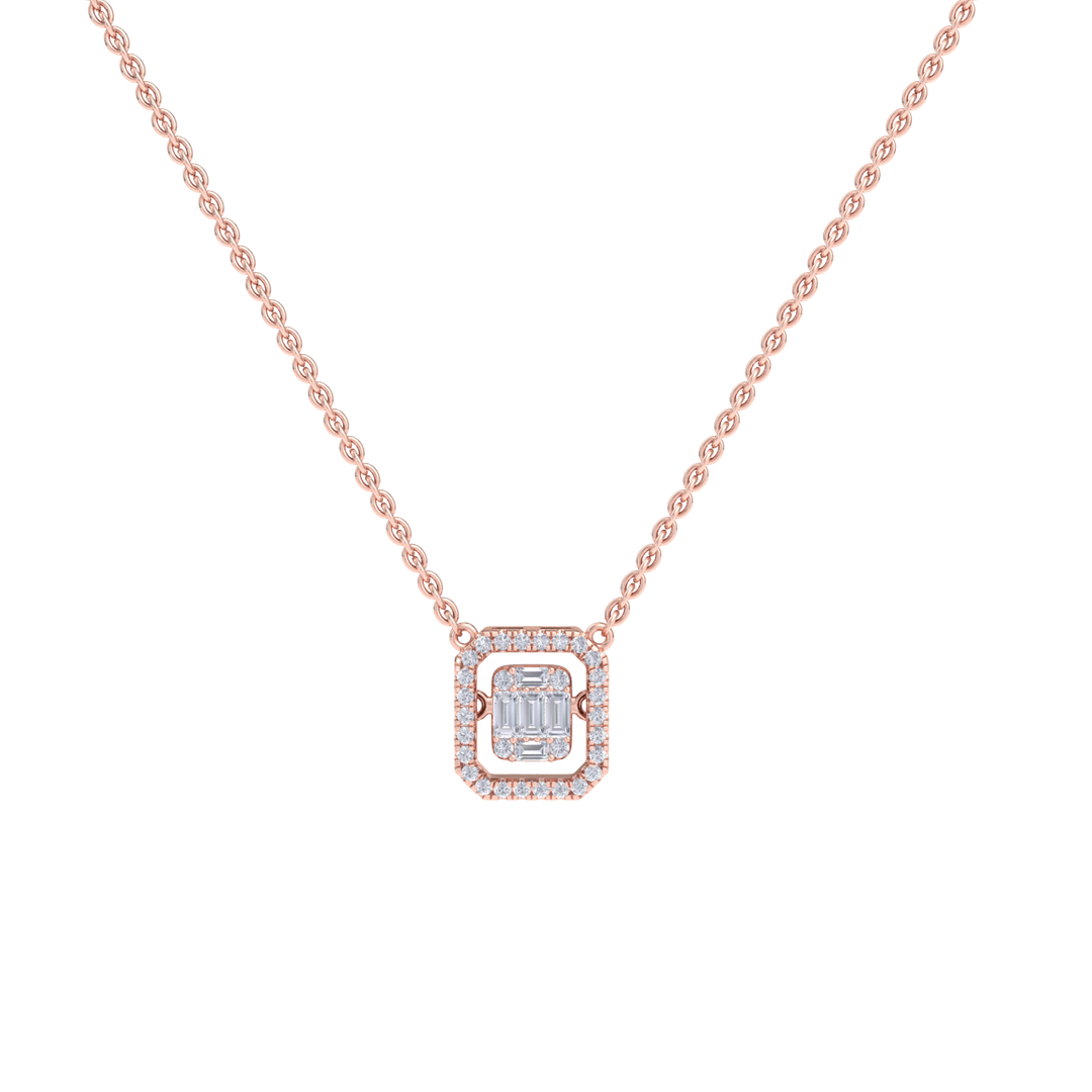 Square necklace in yellow gold with white diamonds of 0.59 ct in weight