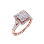 Load image into Gallery viewer, Square cluster engagement diamond ring in white gold with white diamonds of 0.61 ct in weight
