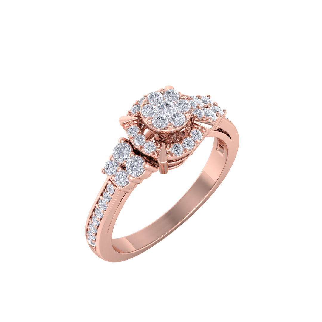 Diamond ring in yellow gold with white diamonds of 0.40 ct in weight