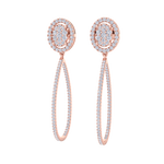 Load image into Gallery viewer, Dangle hoop earrings in rose gold with white diamonds of 1.75 ct in weight
