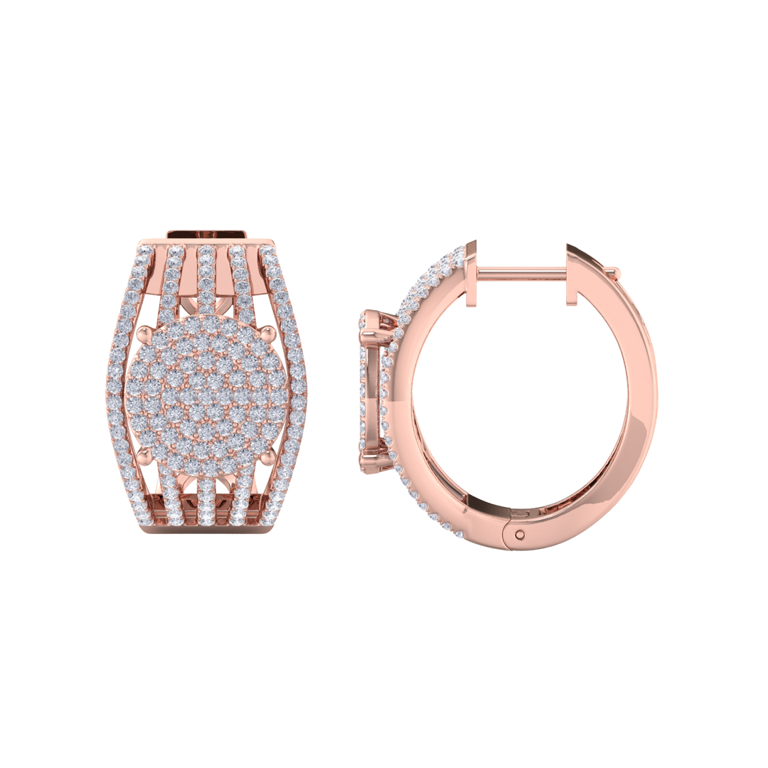 Beautiful Stud Earrings in yellow gold with white diamonds of 1.27 in weight