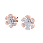 Load image into Gallery viewer, Flower stud earrings in rose gold with white diamonds of 0.78 ct in weight
