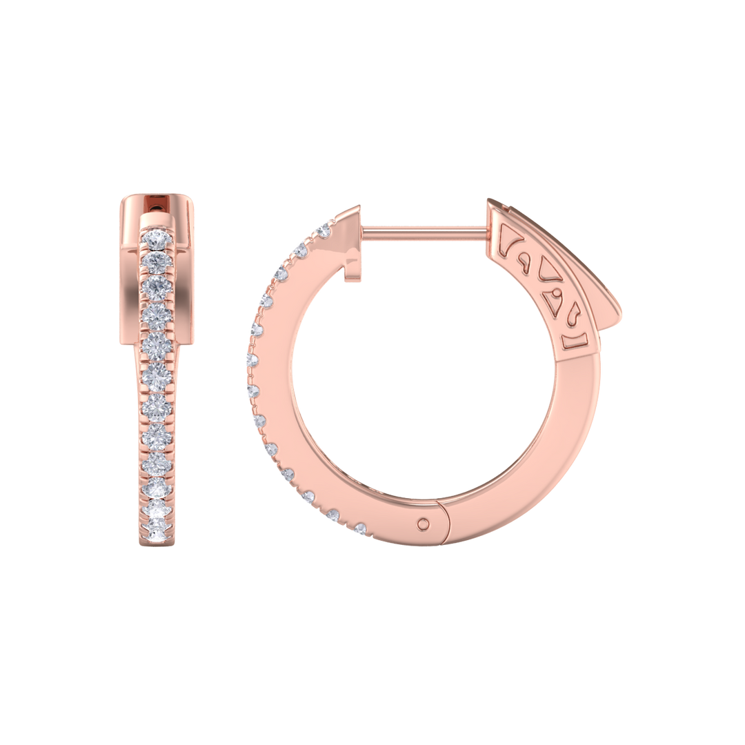 Petite diamond hoop earrings in yellow gold with white diamonds of 0.34 ct in weight