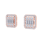 Load image into Gallery viewer, Square earrings in rose gold with baguette white diamonds of 0.89 ct in weight
