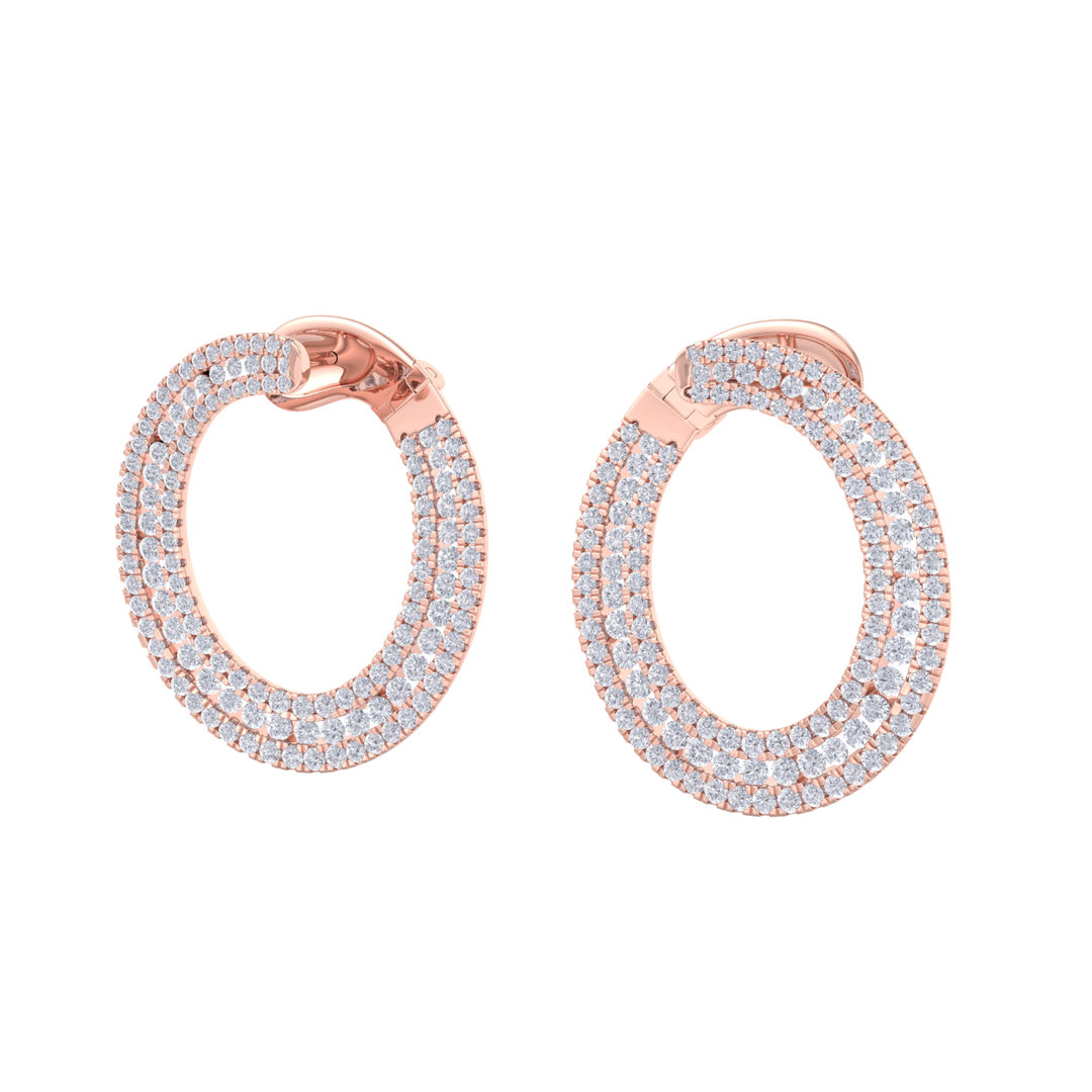 Hoop earrings in rose gold with white diamonds of 2.78 ct in weight