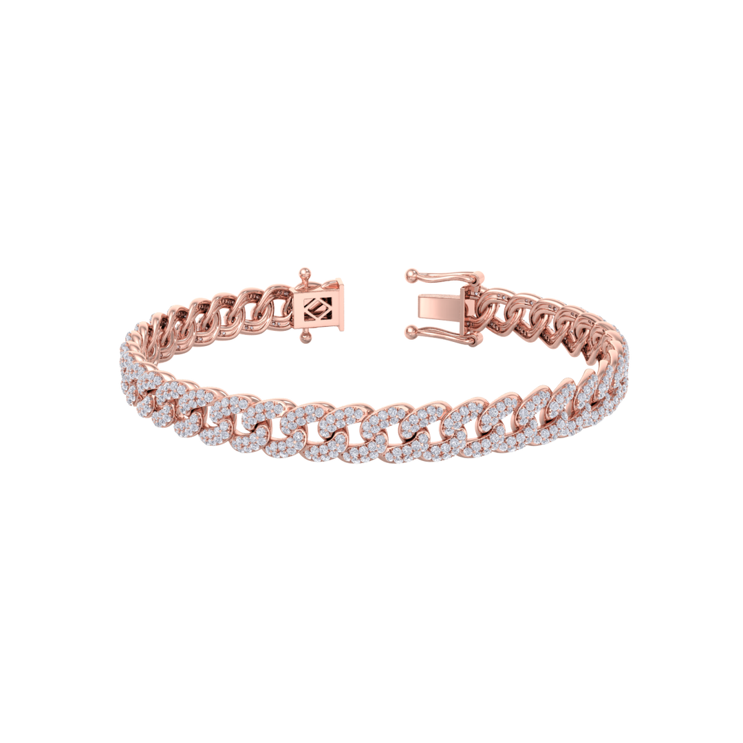 Chain diamond bracelet in white gold with white diamonds of 3.17 ct in weight