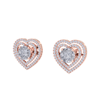 Load image into Gallery viewer, Heart earrings in rose gold with illusion white diamonds of 0.94 ct in weight
