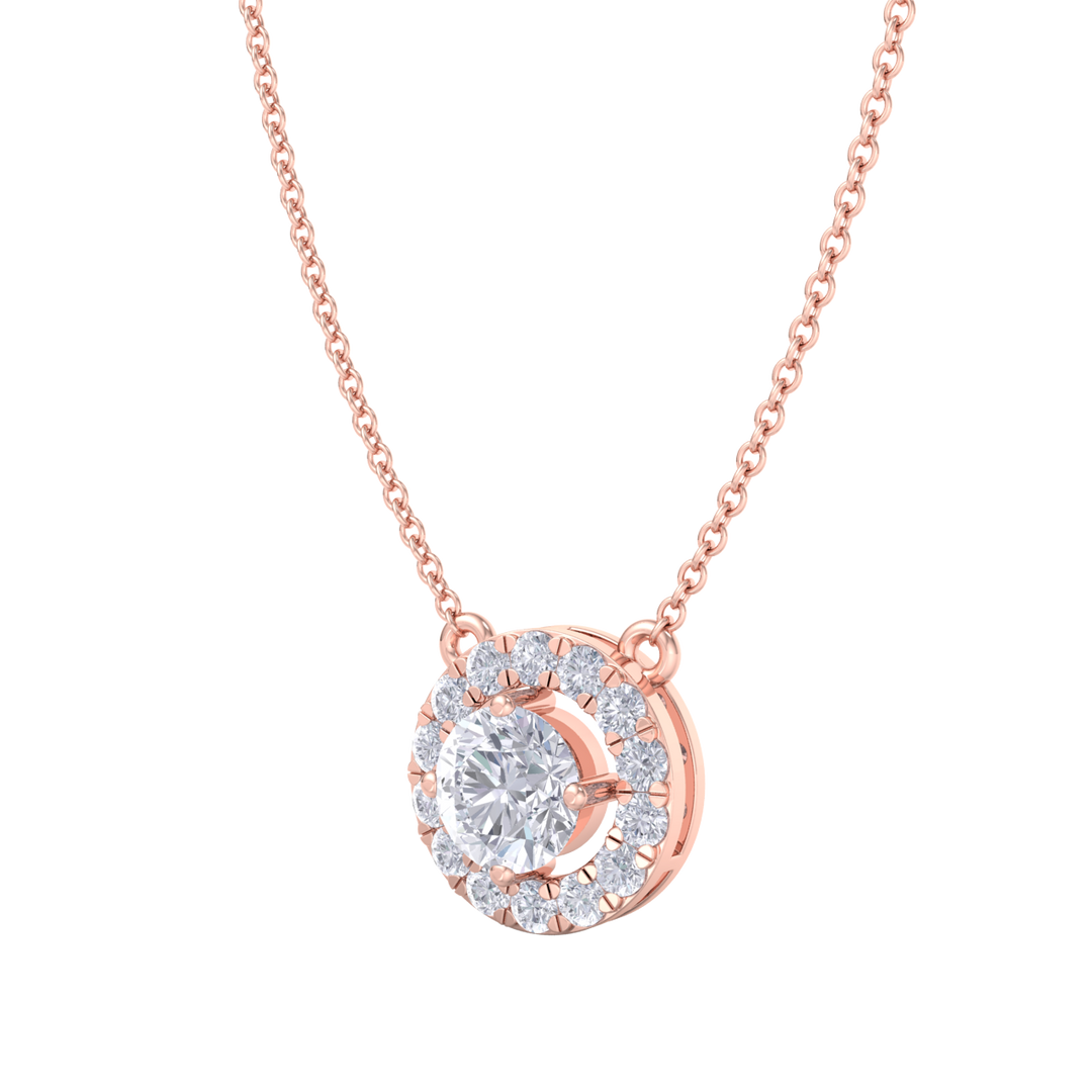 Classic necklace in rose gold with white diamonds of 1.42 ct in weight