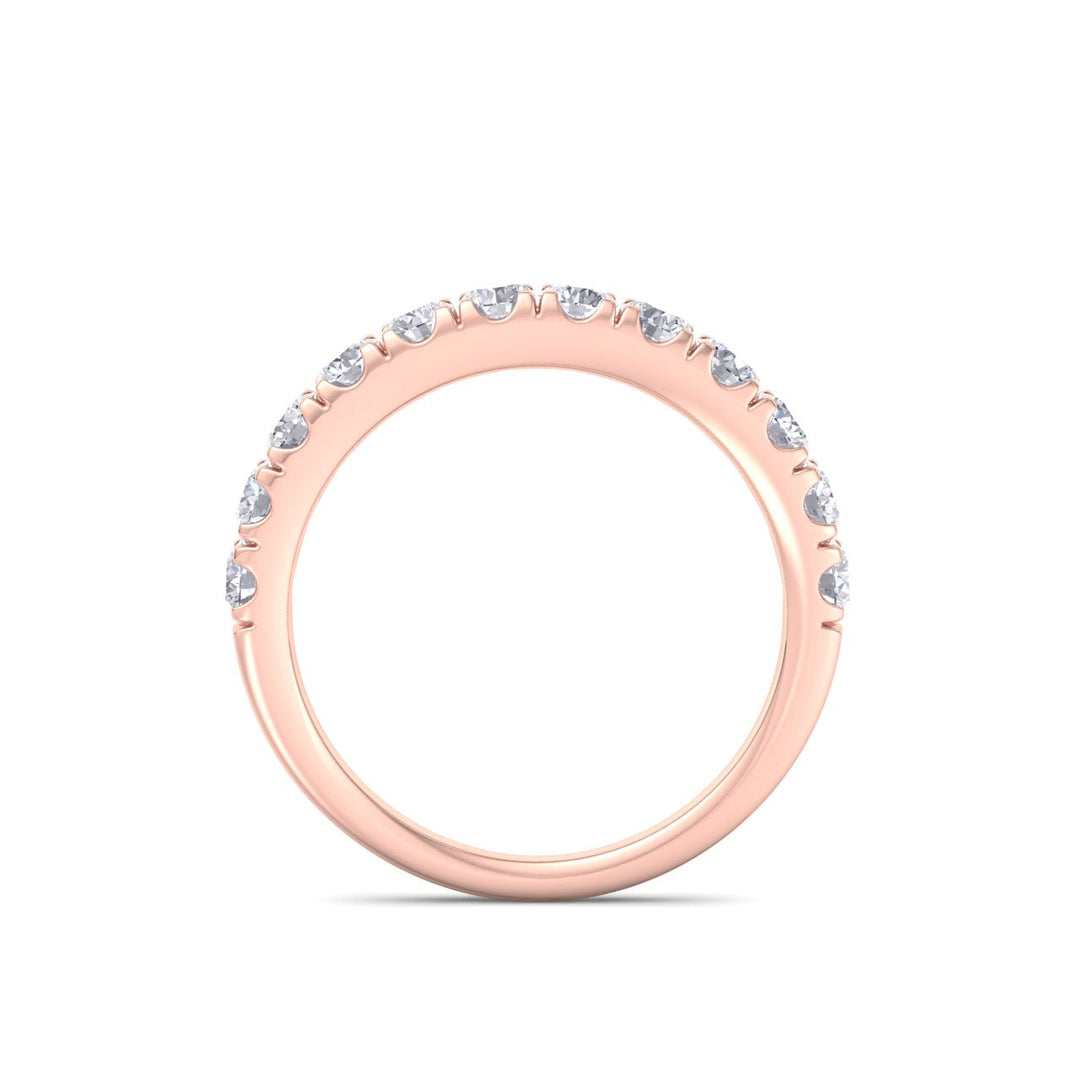 Classic Wedding band in rose gold with white diamonds of 0.96 ct in weight