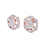 Load image into Gallery viewer, Flower stud earrings in rose gold with white diamonds of 2.47 ct in weight
