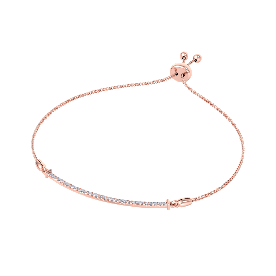 Bar necklace in rose gold with white diamonds of 0.31 in weight