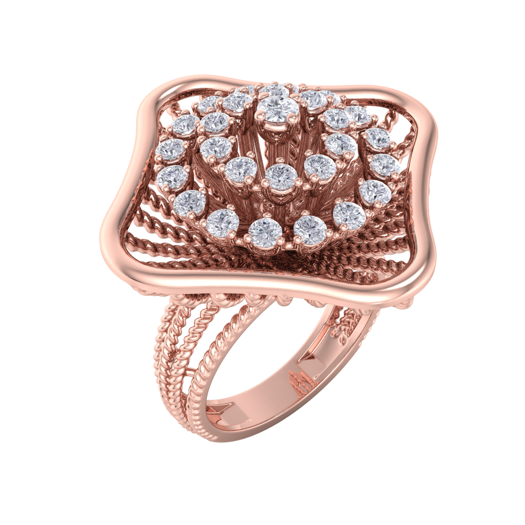 Statement ring in rose gold with white diamonds of 0.98 ct in weight
