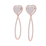 Load image into Gallery viewer, Dangle hoop earrings with hearts in white gold with white diamonds of 1.42 ct in weight

